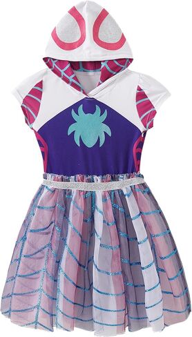 Marvel Spidey & His Amazing Friends Ghost Spider Girls Cosplay Hooded Tulle Dress for Toddler and Big Kids in Kuwait