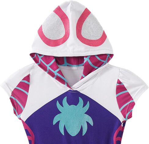 Marvel Spidey & His Amazing Friends Ghost Spider Girls Cosplay Hooded Tulle Dress for Toddler and Big Kids in Kuwait
