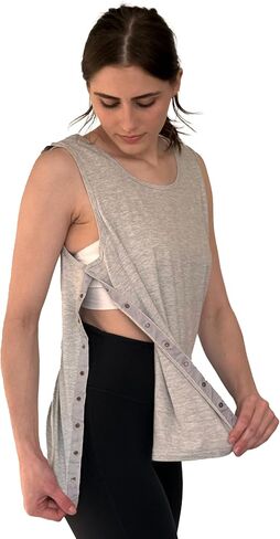 Post Surgery Shoulder Recovery Tearaway Snap Open Tank Top | Easy Access Post-Op Care | Premium Cotton Blend in Kuwait