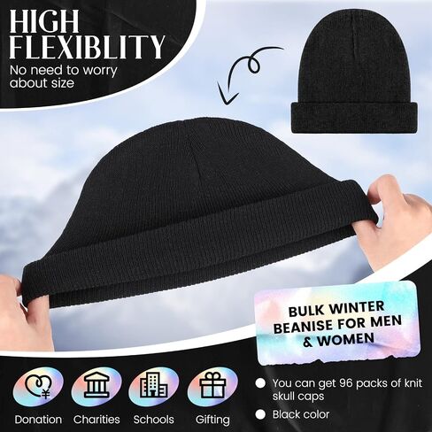 Tarpop 96 Pack Beanies Unisex Bulk for Men Women, Winter Beanie Hats Packs Knit Hat Warm Skull Cap Homeless in Saudi Arabia