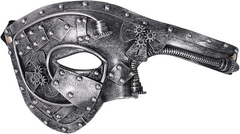Cupimatch ​​Masquerade Masks for Men: Halloween Lattice Steampunk Metal Robot Mask Masquerade Venetian Vintage Masks in Saudi Arabia