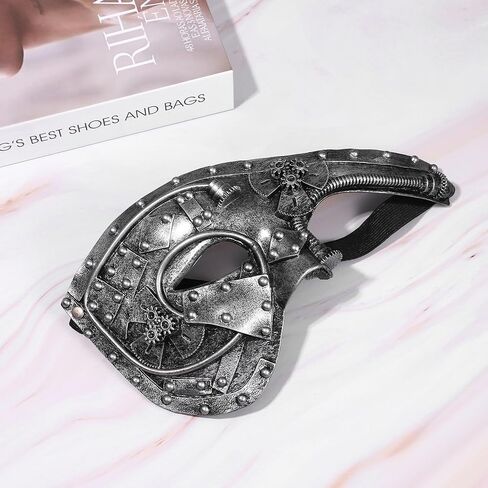 Cupimatch ​​Masquerade Masks for Men: Halloween Lattice Steampunk Metal Robot Mask Masquerade Venetian Vintage Masks in Saudi Arabia