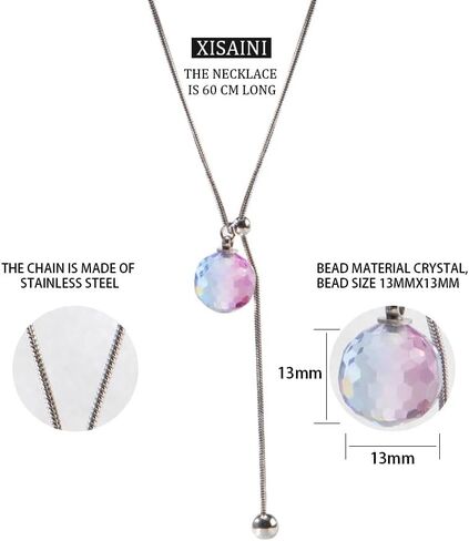 Disco Ball Crystal Necklace for Women Colourful Pandent Fashion Jewelry Gift for Her in Saudi Arabia