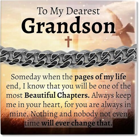 Love You This Much Sentimental To My Grandson Cuban Link Bracelet, Best Grandson Keepsake Gift, Bracelet for Grandson from Grandma, Birthday Gift for Grandson from Nana in Saudi Arabia