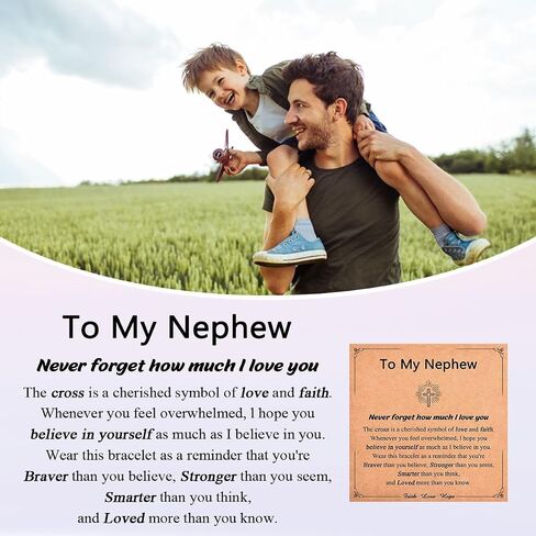 Leyung Cross Bracelet Gifts for Boys, Easter Basket Stuffers Baptism Confirmation First Holy Communion Christmas Christian Gifts for Boys Son Grandson Nephew Godson Brother in Saudi Arabia