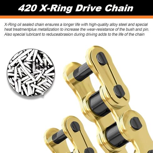 420 Chain X-Ring with Connecting Master Link, Gold(102 106 110 120 124 130 132) Links (132 Link) in Saudi Arabia