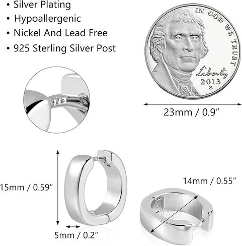 925 Sterling Silver Earrings Small Chunky Hoop Earrings for Women Trendy Huggie Hoop Earrings 14K Gold Plated Hypoallergenic Earrings Small Thick Huggie Hoops Earrings in Kuwait