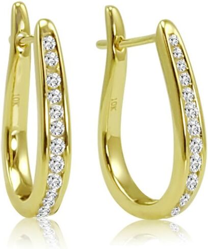 IGI Certified 1/4ct TW Diamond Hoop Earrings in 10K Yellow or White Gold |Real Diamond Earrings for Women in Saudi Arabia
