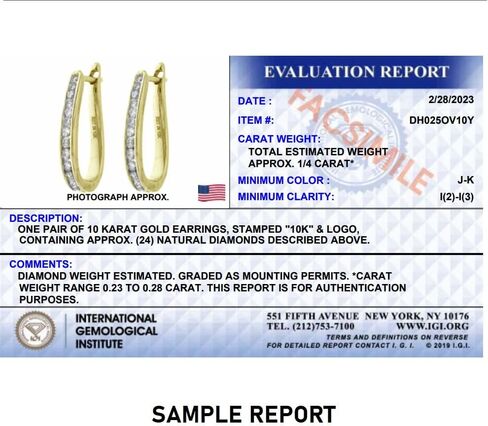 IGI Certified 1/4ct TW Diamond Hoop Earrings in 10K Yellow or White Gold |Real Diamond Earrings for Women in Saudi Arabia
