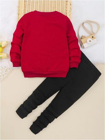 SweatyRocks Girl's 2 Piece Outfits Cute Cartoon Graphic Crewneck Sweatshirt and Sweatpants Set in Saudi Arabia