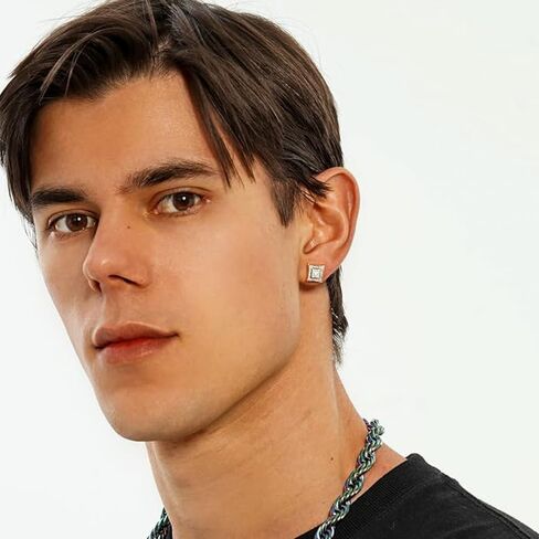 الرجال مربع 14K الذهب الأصفر 925 الفضة الاسترليني هيبوالرجينيك مايكرو تمهيد 3D مثلج 5A تشيكوسلوفاكيا الهيب هوب المسمار الخلفي آخر وأقراط للرجال النساء مجوهرات هدايا in Kuwait