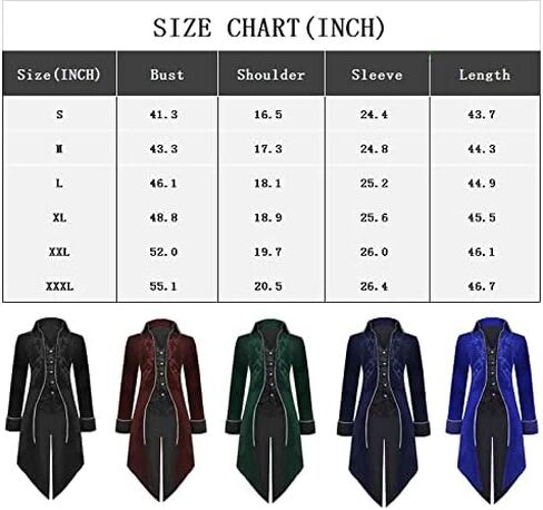 Medieval Steampunk Tailcoat Halloween Costumes for Men, Renaissance Pirate Vampire Gothic Jackets Vintage Warlock Frock Coat in Saudi Arabia