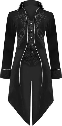 Medieval Steampunk Tailcoat Halloween Costumes for Men, Renaissance Pirate Vampire Gothic Jackets Vintage Warlock Frock Coat in Saudi Arabia