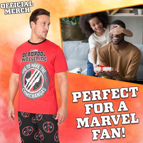 Marvel Deadpool and Wolverine Mens Pajama Set, Soft Comfy Loungewear PJ Set - Gifts for Men in Saudi Arabia