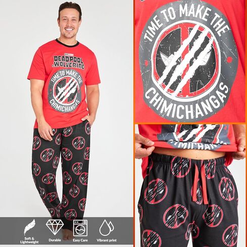 Marvel Deadpool and Wolverine Mens Pajama Set, Soft Comfy Loungewear PJ Set - Gifts for Men in Saudi Arabia