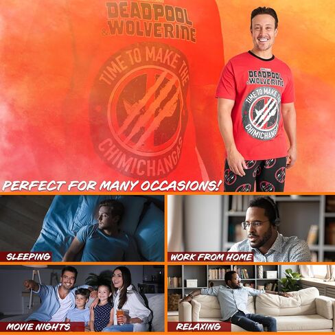 Marvel Deadpool and Wolverine Mens Pajama Set, Soft Comfy Loungewear PJ Set - Gifts for Men in Saudi Arabia