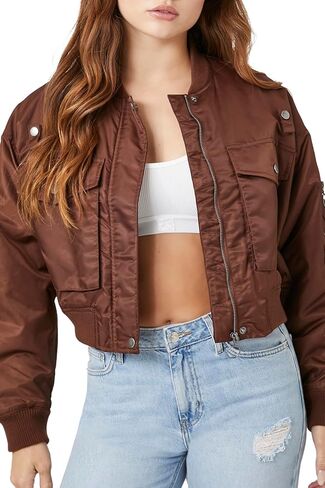 Forever 21 Women's Cropped Bomber Jacket in Kuwait