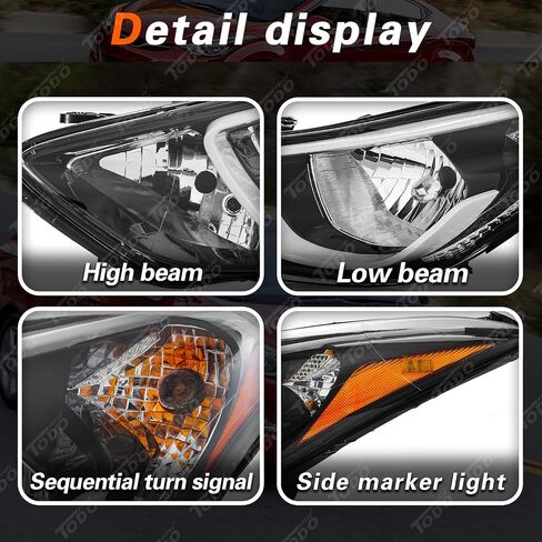 TODO Headlight Assembly Compatible with 2014 2015 2016 Elantra 92101-3Y500|HY250218, Driver Side(Left) in Kuwait