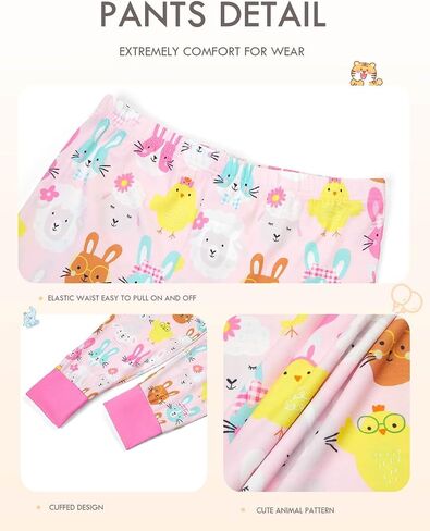 rrhss Girls 2 Piece Pajamas Cute Animal Print Long Sleeve Tops and Pants Set Comfy Sleepwear 5-14Y in Saudi Arabia