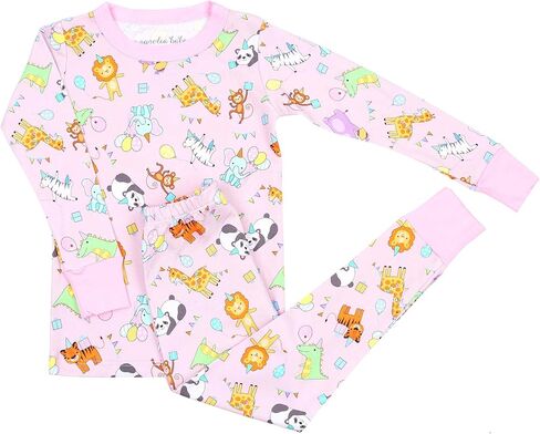 rrhss Girls 2 Piece Pajamas Cute Animal Print Long Sleeve Tops and Pants Set Comfy Sleepwear 5-14Y in Saudi Arabia