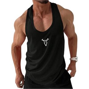 Men's Graphic Racer Back Tank Tops Sleeveless Scoop Neck Muscle Athletic Shirt Gym Workout Tops