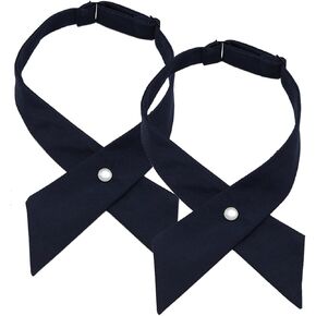 luzen 2Pcs Adjustable Cross Bow Tie School Uniform Business Cross Bow Tie Neck Tie Collar Tie for Women Girls Uniform Shirt Accessories, Blue