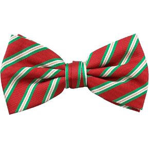 Jacob Alexander Men's Merry Christmas Red with Diagonal Green White Stripes Pre-Tied Clip-On Bow Tie