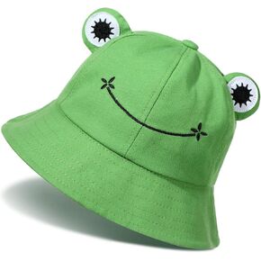 Frog Hat for Adult Cute Frog Bucket Hat Cotton Bucket Hat Funny Hat Fisherman Cap Summer Sun Protection Cap for Men Women