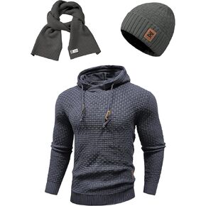 Zaitun Mens Hoodie Winter Scarf and Beanie Hats Bundle for Women Gunmetal Gray Medium