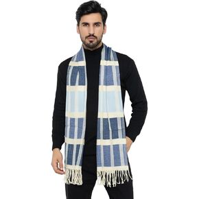 Men's Winter Scarf Warm Long Soft Scarf Plaid Tassel Soft Thick Cold Weather Scarves For Men (Box Design)