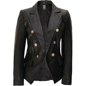 Leather Blazer Women - Classic Double Breasted Elegant Office Blazers Jacket for Woman in Kuwait