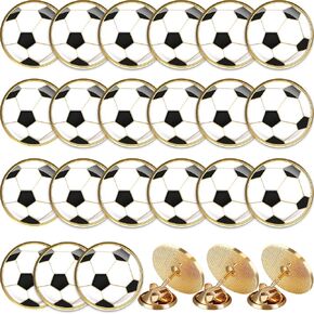 Yinkin 24 Pcs Sports Lapel Pin Ball Lover Pin Gift Round Metal Pin Hat Shirt Tie Brooches Charm Decoration