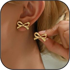Bow Earrings for Women Trendy Dainty Gold Bow Stud Earrings Small Ribbon Bowknot Earrings Bow Jewelry Birthday Valentines Gifts 2025 Fashion