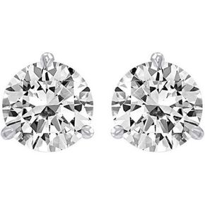 3/4 Carat Solitaire Diamond Stud Earrings Round Brilliant Shape 3 Prong Screw Back (H-I Color, SI2-I1 Clarity)