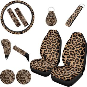 11 Pcs Lemon Car Seat Cover Set with Steering Wheel Cover Seat Belt Cover Pads Cup Coasters Gear Shift Cover Hand Brake Cover Key Wrist Strap Keychain Universal for Vehicle SUV Truck