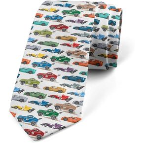 Ambesonne Men's Tie, Diagonal Vehicles Speeding, 3.7", Multicolor