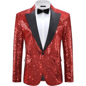 Lars Amadeus Sequin Blazers for Men's Peak Lapel Glitter Sport Coat Wedding Sparkly Suit Jacket