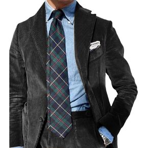 Mens Suits 2 Piece Retro Corduroy Slim Fit Business Formal Dress Suit for Wedding Prom Tuxedos Jacket Pants Set