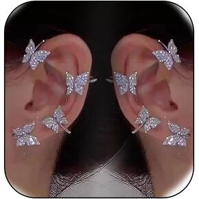 Butterfly Ear Cuffs Rhinestone Butterfly Ear Cuff for Women Ear Cuffs Non Piercing Gold Ear Cuff Jewelry Gift for Women