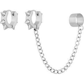 Sacina Goth Punk Silver-tone Spike Earrings, Ear Cuff Earrings, Gothic Earrings, Punk Earrings, Emo Earrings, Grunge Earrings, Spike Earrings, Christmas Jewelry Gifts for Women