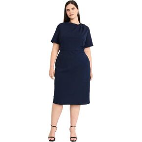 Maggy London Chic Asymmetric Crew Neck Short Sleeve Below The Knee Womens Dresses