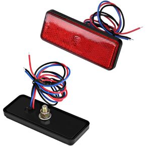 Motorcycle 12V Reflector Light Universal Rectangle LED Rear Reflector Tail Brake Light Stop Lamp Turn Signal Light for Scooters ATVs Moped Bicycles Tricycles (red)