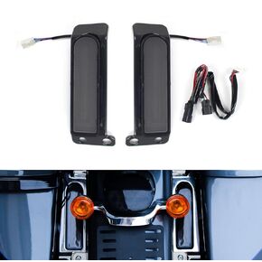 Black Rear Fender Saddlebag Side Light, LED Auxiliary Lamp Run Light Brake Light Turn Lights Compatible with Harley Road King Ultra Limited Electra Glide Ultra FLTRU 2014-2022
