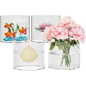 SUREHOME Glass Cylinder Vases for Centerpieces, 4 Pcs Large Clear Hurricane Glass Candle Holders 6 x 6 in Tall Floating Candle Vases Bulk for Flower Vase Home Wedding Formal Table Centerpiece Decor