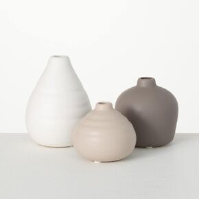 Sullivans Vase Set, Modern Ceramic Bud Vases, Centerpiece Vases for Table, Shelf, Coffee Table, and Mantle Decor, Set of 3