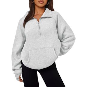 Trendy Queen Womens Oversized Sweatshirts Quarter Zip Pullover Long Sleeve Fall Fashion 2024 Winter Clothes Thumb Holes