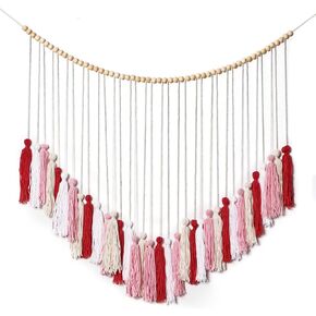 Boho Chic[ Multicolour] Macrame Wall Decor[ Large Tassel Hanging with Wood Beads] Ideal for Bedroom, Living Room, Girls' Room & Nursery [44" Wide x 40" High]