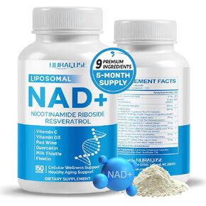 Liposomal NAD+ Trans-Resveratrol 6000mg with Red Wine Milk Thistle Quercetin Fisetin - Healthy Aging Support - Made and Tested in The USA