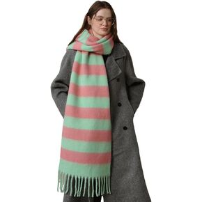 Women's Fall Winter Chunky Scarves Big Thick Warm Knit Blanket Scarf Long Oversized Striped Tassel Shawls Wraps