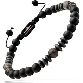 Mens Beaded Bracelet - Mens Jewelry, Black Onyx, Hematite and Spectrolite Bracelet, Black Bracelet for Men, Birthday Gifts for Men, Mens Accessories, Adjustable - The Deep Below Collection